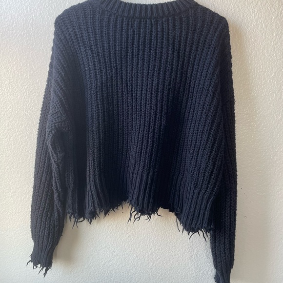 WILDFOX NO PROBLEMO Factory Distressed Black & White Sweater/ XS - Picture 9 of 10